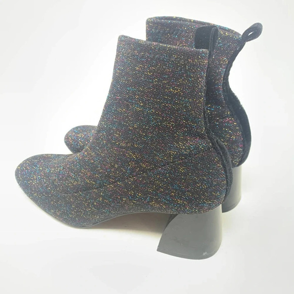 Zara Trafaluc Sock Style Glitter‎ Heeled Ankle Boots Size US 6.5 - Picture 9 of 12